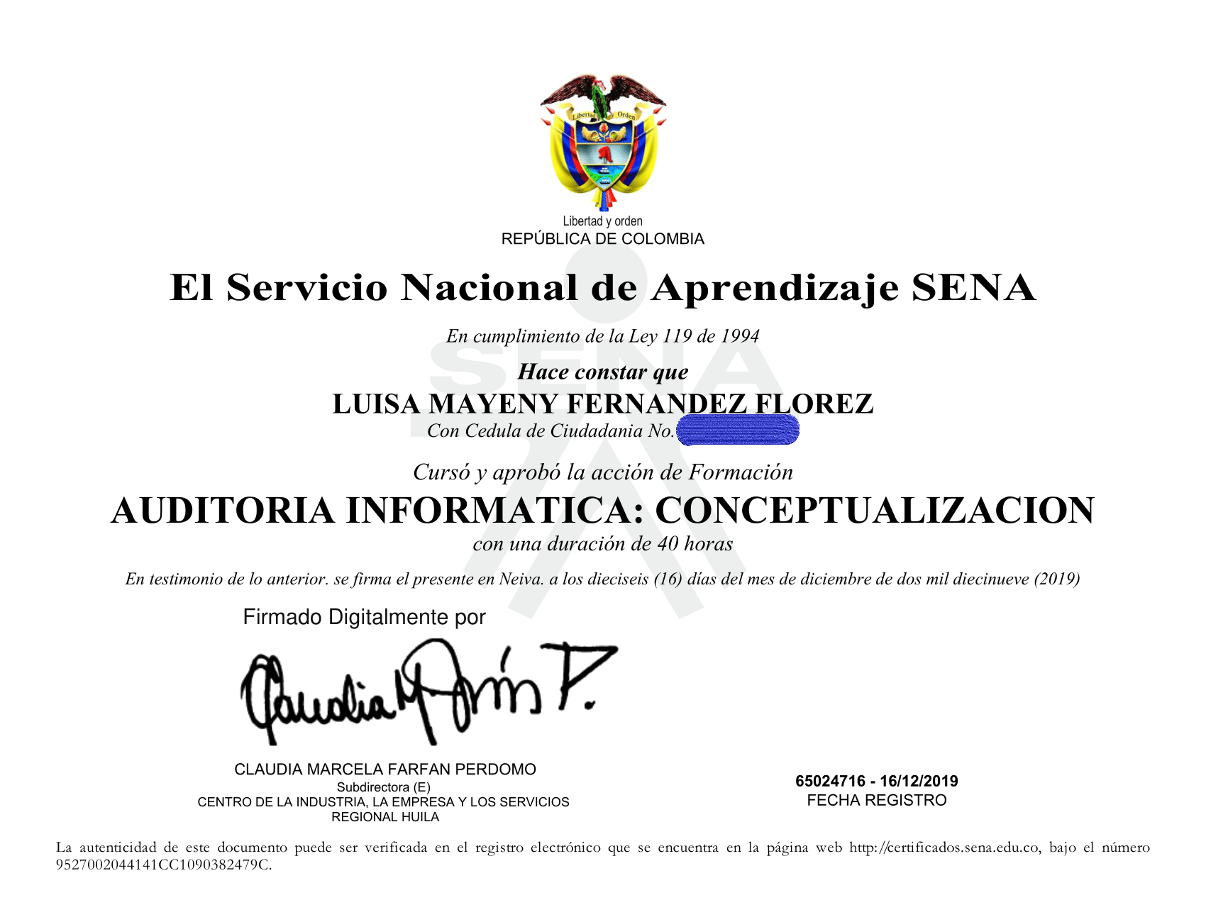 Certificado Auditoria 
